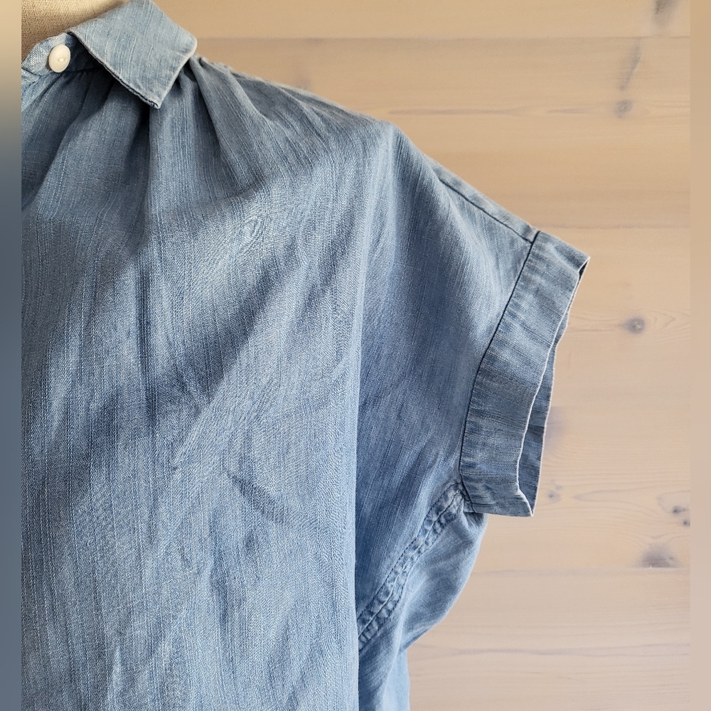 Madewell Central Shirt in Roberta Indigo, Oversize Dolman Chambray Denim XXS - Picture 5 of 6